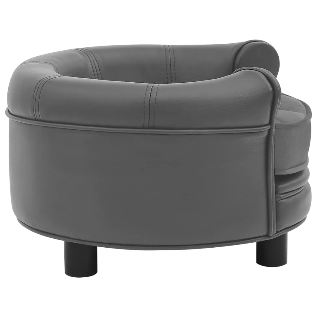 NNEVL Dog Sofa Grey 48x48x32 cm Plush and Faux Leather