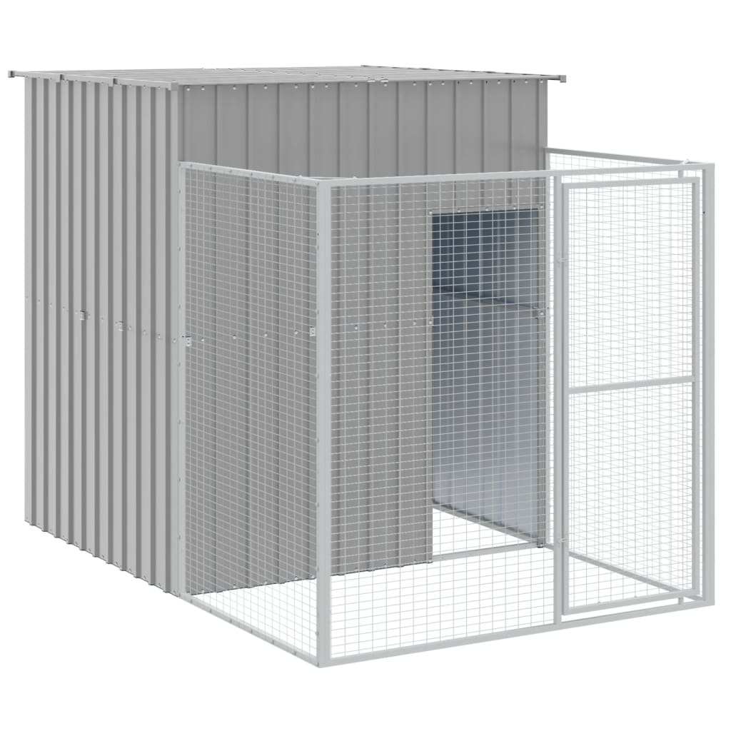 NNEVL Dog House with Run Light Grey 165x251x181 cm Galvanised Steel