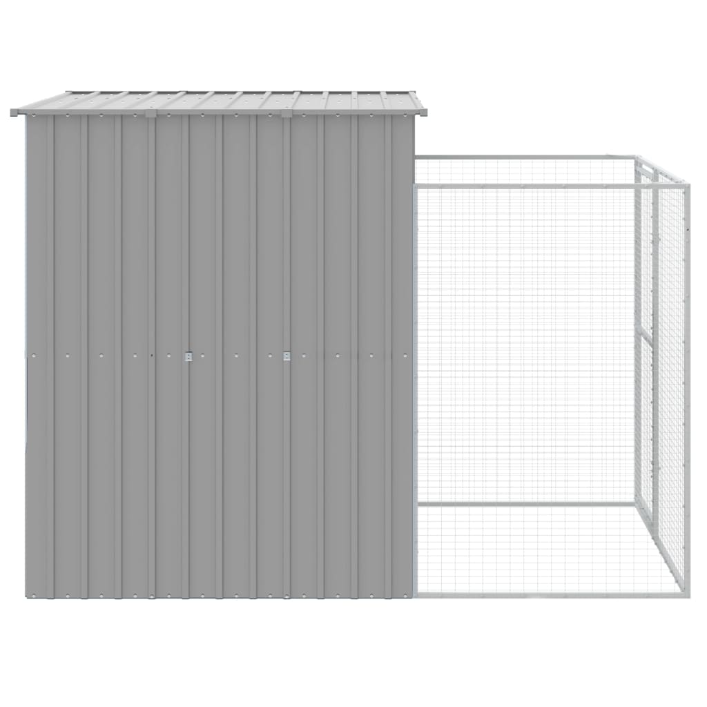 NNEVL Dog House with Run Light Grey 165x251x181 cm Galvanised Steel