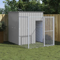 NNEVL Dog House with Run Light Grey 165x251x181 cm Galvanised Steel