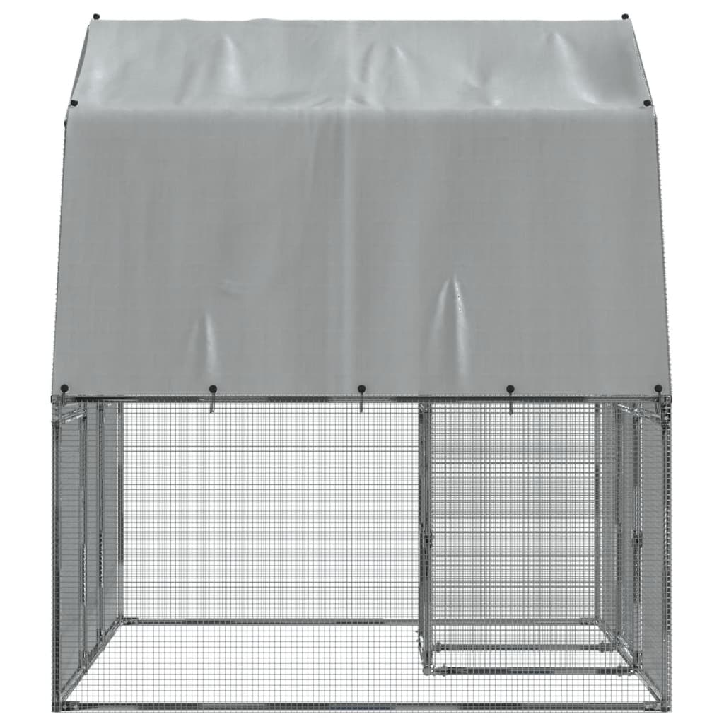 NNEVL Chicken Cages with Roof and Door Silver Galvanised Steel